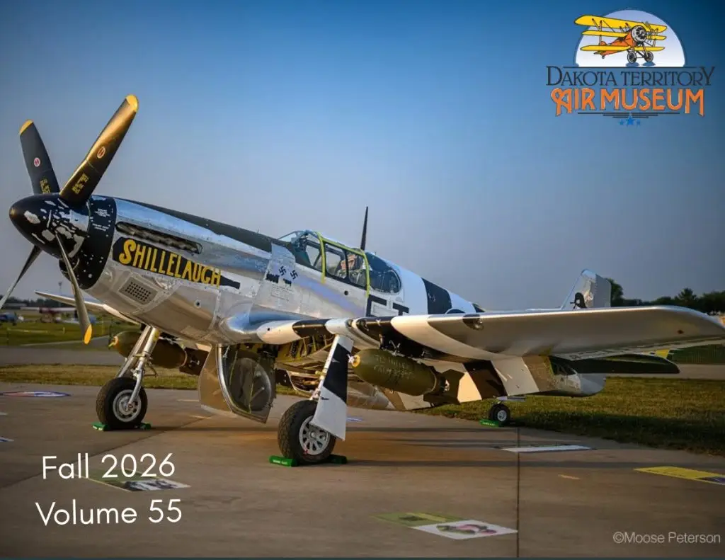 Fall 2026, Volume 55 newsletter cover featuring the P-51 Mustang Shillelagh.