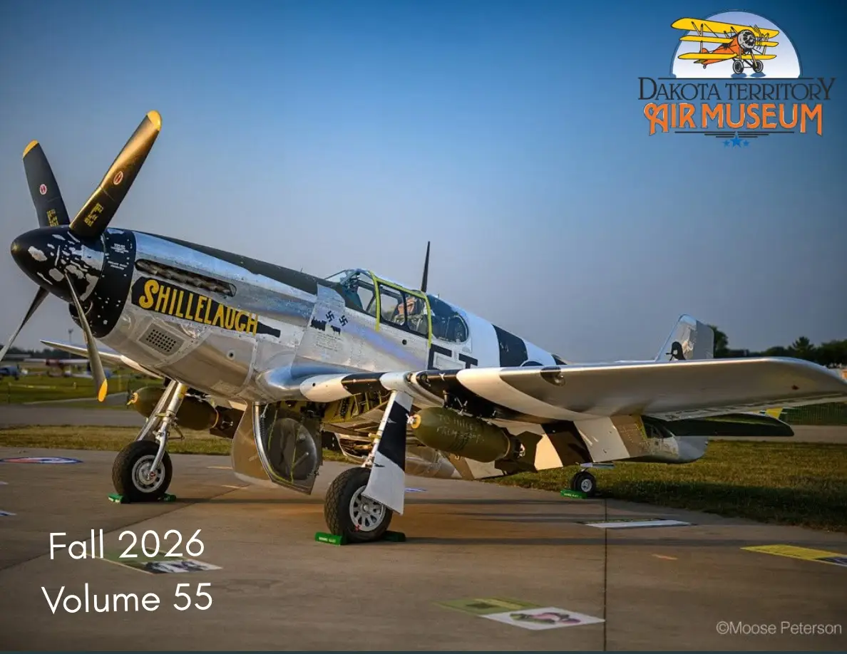 Fall 2026, Volume 55 newsletter cover featuring the P-51 Mustang Shillelagh.